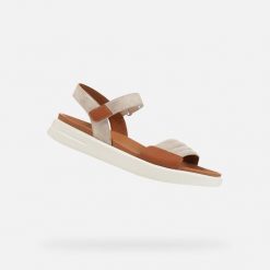 Sandały GEOX D XAND 2S Szary. Brązowe sandały damskie Geox, bez wzorów, ze skóry, bez obcasa, bez zapięcia. Za 322.99 zł.