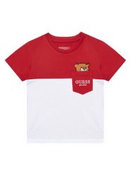 Guess T-Shirt N5YI11 K8HM4 Czerwony Regular Fit. Czerwone t-shirty i koszulki chłopięce Guess, z aplikacjami, z bawełny, bez kołnierzyka, bez ramiączek. Za 59.99 zł.
