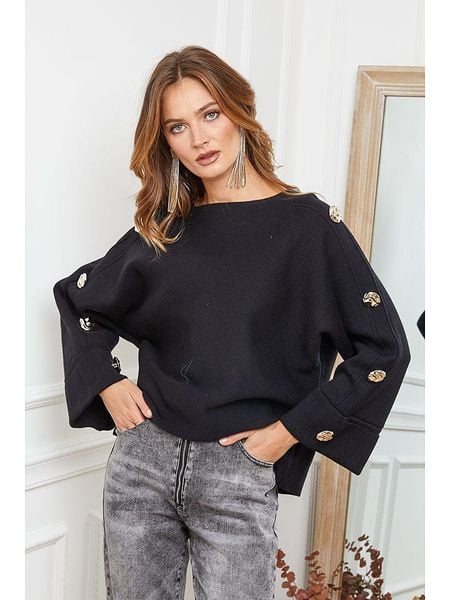 Joséfine Sweter "Marole" w kolorze czarnym rozmiar: L. Czarne swetry klasyczne damskie Joséfine, l, bez kołnierzyka. Za 177.95 zł.