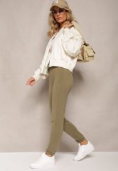 Zielone Spodnie Dresowe High Waist Wiązane w Talii Elvima. Zielone spodnie dresowe damskie Renee, bez wzorów, z dresówki. Za 39.99 zł.