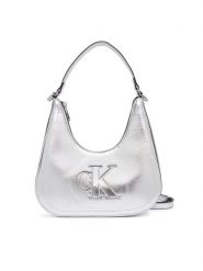 Calvin Klein Torebka Bold Ck Outline Mtl Shoulder Bag LV04F3897G Srebrny. Szare torebki klasyczne damskie Calvin Klein, ze skóry, bez dodatków. Za 409.99 zł.