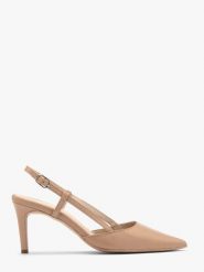 Beżowe czółenka typu slingback OFELIA. Brązowe czółenka damskie Ryłko, bez wzorów, ze skóry, bez obcasa, na szpilce. Za 379.99 zł.