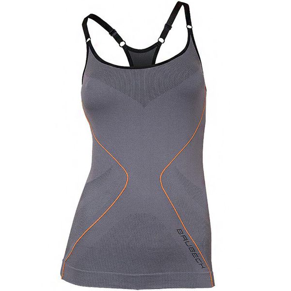 Koszulka damska na ramiączkach jasnoszary S CM10010. Szare koszulki damskie Brubeck, s, bez wzorów, bez kołnierzyka, bez ramiączek. Za 89.00 zł.