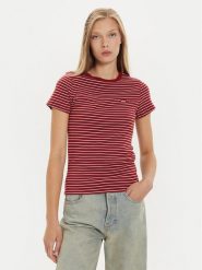 Levi's® T-Shirt Essential Housemark 000KK-0005 Czerwony Slim Fit. Czerwone t-shirty damskie s, bez wzorów, z bawełny, bez kołnierzyka. Za 89.99 zł.