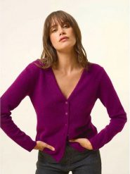 Just Cashmere Kaszmirowy kardigan "Norma" w kolorze fioletowym rozmiar: 2XL. Różowe kardigany damskie Just Cashmere, xl, bez wzorów, z kaszmiru. Za 452.45 zł.