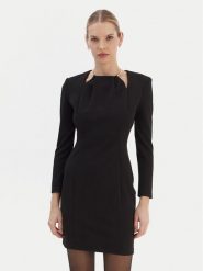 Rinascimento Sukienka koktajlowa CFC0126529003 Czarny Slim Fit. Czarne sukienki damskie Rinascimento, bez wzorów, z syntetyku, wizytowe, bez ramiączek. Za 619.99 zł.