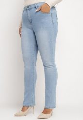 Niebieskie Jeansy Skinny z Ozdobnymi Przetarciami Neveloria. Niebieskie jeansy damskie Born2be, bez wzorów, z jeansu. Za 44.99 zł.