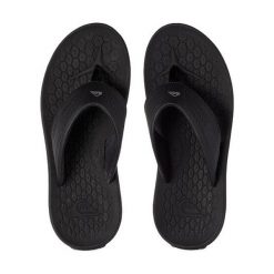 Japonki plażowe dla dorosłych Quiksilver Layover Travel. Czarne klapki damskie Quiksilver, bez wzorów, bez obcasa, bez zapięcia. Za 92.00 zł.