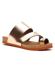 Comfortfusse Skórzane japonki w kolorze różowozłotym rozmiar: 37. Różowe klapki damskie Comfortfüße, bez wzorów, ze skóry, z otwartym noskiem, bez obcasa, bez zapięcia. Za 217.99 zł.