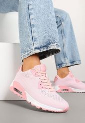Różowe Buty Sportowe Sneakersy Ozdobione Przezroczystą Wstawką Zalitea. Czerwone obuwie sportowe casual damskie Renee, z jeansu. Za 79.99 zł.