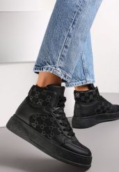 Czarne Sneakersy na Grubej Podeszwie za Kostkę Melainthe. Czarne obuwie sportowe damskie Renee, za kostkę, bez zapięcia. Za 69.99 zł.