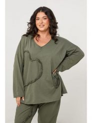 Curvy Lady Koszulka w kolorze khaki rozmiar: 44/46. Brązowe koszulki damskie Curvy Lady, z aplikacjami, bez kołnierzyka, bez ramiączek. Za 86.99 zł.
