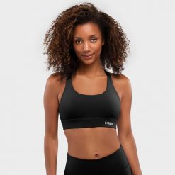 Stanik sportowy fitness damski Balance Black. Czarne biustonosze sportowe damskie SIROKO, bez wzorów, z nylonu. Za 105.00 zł.
