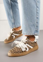 Panterkowe Sneakersy w Stylu Klasycznych Tenisówek z Odpinaną Kokardką Korimarela. Obuwie sportowe damskie Born2be, z jeansu, bez zapięcia, tenisowe. Za 89.99 zł.