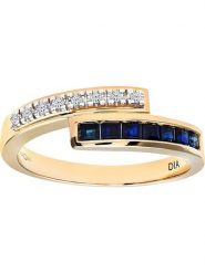 Diamant Exquis Złoty pierścionek z diamentami i szafirami rozmiar: 58. Niebieskie pierścionki damskie Diamant Exquis, z diamentem, złote. Za 2,479.99 zł.