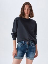 LTB Szorty dżinsowe "Becky X" w kolorze granatowym rozmiar: XS. Niebieskie szorty damskie LTB, z aplikacjami, ze skóry. Za 92.95 zł.