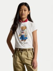 Polo Ralph Lauren T-Shirt 313A98403001 Biały Regular Fit. Białe koszulki i t-shirty dziewczęce Polo Ralph Lauren, bez wzorów, z bawełny, bez kołnierzyka, bez ramiączek. Za 289.99 zł.