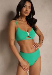 Ciemnozielone Bikini Majtki Figi i Biustonosz Ozdobiony Metaliczną Aplikacją Kinniela. Zielone bikini Renee, z aplikacjami. Za 59.99 zł.