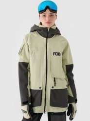 4F Kurtka snowboardowa membrana 10000 damska - oliwkowa/khaki XL. Brązowe kurtki damskie 4F, na zimę, m, bez wzorów, z dzianiny, z kapturem. W wyprzedaży za 399.99 zł.
