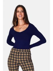 ASSUILI Koszulka w kolorze granatowym rozmiar: 42. Niebieskie koszulki damskie Assuili, bez wzorów, z bawełny, bez kołnierzyka, bez ramiączek. Za 78.99 zł.