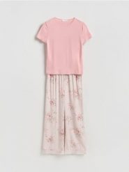 Dwuczęściowa piżama z wiskozą - brązowy. Brązowe piżamy damskie Reserved, bez wzorów, z wiskozy, bez ramiączek. Za 139.99 zł.