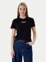 Tommy Jeans T-Shirt Essential DW0DW21842 Czarny Regular Fit. Czarne t-shirty damskie Tommy Jeans, l, bez wzorów, z bawełny, bez kołnierzyka. Za 129.99 zł.
