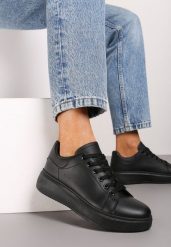 Czarne Casualowe Sneakersy na Platformie ze Sznurowaniem Tialorae. Czarne obuwie sportowe damskie Renee, z jeansu, bez zapięcia. Za 59.99 zł.
