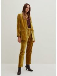 STEFANEL Aksamitne spodnie w kolorze musztardowym rozmiar: 38. Żółte spodnie materiałowe damskie Stefanel, bez wzorów, z materiału. Za 127.95 zł.