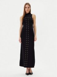 LOLA CASADEMUNT Sukienka dzianinowa LS2516004 Czarny Regular Fit. Czarne sukienki damskie LOLA CASADEMUNT, bez wzorów, z dzianiny, bez ramiączek. Za 369.99 zł.
