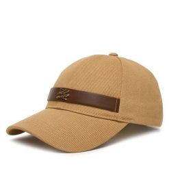 Czapka z daszkiem KARL LAGERFELD. Brązowe czapki z daszkiem damskie KARL LAGERFELD, bez wzorów. Za 429.99 zł.