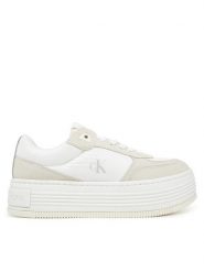 Calvin Klein Jeans Sneakersy Bold Flatf Low Lace Mix YW0YW01742 Biały. Białe obuwie sportowe damskie Calvin Klein Jeans, z jeansu, bez zapięcia. Za 289.99 zł.
