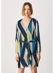 Pepe Jeans Sukienka w kolorze granatowo-beżowym rozmiar: XS. Brązowe sukienki damskie Pepe Jeans, bez wzorów, z jeansu, bez ramiączek. Za 206.91 zł.