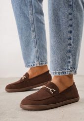 Brązowe Mokasyny w Stylu Barefoot z Ozdobną Klamrą i Miękką Wkładką Saied. Brązowe mokasyny damskie Born2be, bez obcasa. Za 99.99 zł.