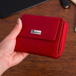 Portfel skórzany damski duży pionowy RFiD skóra klasyk czerwony Beltimore A08. Czerwone portfele damskie bez wzorów, ze skóry. Za 59.42 zł.