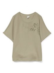 Vero Moda Koszulka w kolorze oliwkowym rozmiar: L. Zielone bluzki damskie Vero Moda, l, z aplikacjami, bez kołnierzyka, bez ramiączek. Za 101.23 zł.