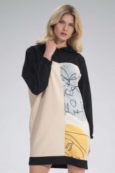 Trzykolorowa Sukienka w Sportowym Wydaniu - Wzór 123. Brązowe sukienki damskie Figl, bez wzorów, z dzianiny, sportowe, bez ramiączek. Za 249.00 zł.