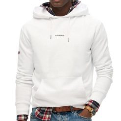 Jednokolorowa bluza z kapturem damska Superdry. Białe bluzy damskie Superdry, s, bez wzorów, z materiału, z kapturem. Za 318.75 zł.