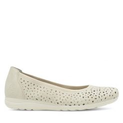 Baleriny Rieker. Białe balerinki damskie Rieker, bez wzorów. Za 279.99 zł.