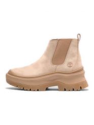 Timberland Skórzane sztyblety "Roxie Lane" w kolorze beżowym rozmiar: 39,5. Brązowe obuwie sportowe casual damskie Timberland, bez zapięcia. Za 503.95 zł.