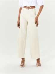 Jeansy culotte z surowym wykończeniem nogawek - kremowy. Białe jeansy damskie Sinsay. Za 59.99 zł.