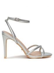 DeeZee Sandały F89725-61 Srebrny. Szare sandały damskie DeeZee, bez wzorów, z materiału, bez obcasa, na szpilce, bez zapięcia. Za 149.99 zł.