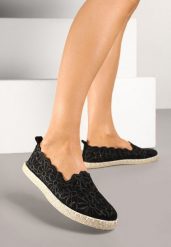 Czarne Plecione Espadryle Vices z Kwiatowym Motywem z Ażurowymi Wycięciami Honavia. Czarne espadryle damskie Renee, w ażurowe wzory, z jeansu, bez obcasa. Za 44.99 zł.