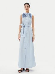KARL LAGERFELD Sukienka letnia A2W13004 Błękitny Regular Fit. Niebieskie sukienki damskie KARL LAGERFELD, bez wzorów, z bawełny, bez ramiączek. Za 1,009.00 zł.