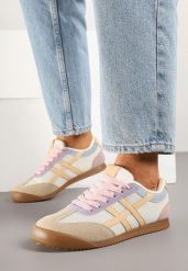 Beżowo-Różowe Sneakersy w Stylu Kultowych Tenisówek Ilissena. Brązowe obuwie sportowe damskie Born2be, bez zapięcia, tenisowe. Za 84.99 zł.