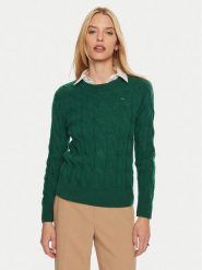 Tommy Hilfiger Sweter WW0WW43586 Zielony Regular Fit. Zielone swetry klasyczne damskie Tommy Hilfiger, l, z wełny, bez kołnierzyka. Za 359.99 zł.