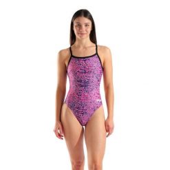 Strój Kąpielowy Damski Arena Snakeskin Swimsuit Challengeback. Czarne stroje jednoczęściowe Arena, bez wzorów, z materiału. Za 259.99 zł.