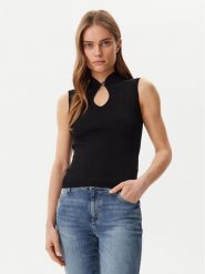Guess Sweter W5GR10 Z3L10 Czarny Regular Fit. Czarne swetry klasyczne damskie Guess, l, z wiskozy, bez kołnierzyka. Za 199.99 zł.