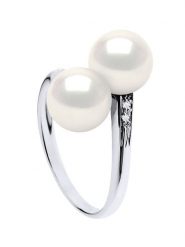 Mitzuko Złoty pierścionek z diamentami i perłami rozmiar: 62. Białe pierścionki damskie Mitzuko, z diamentem, złote. Za 1,796.99 zł.