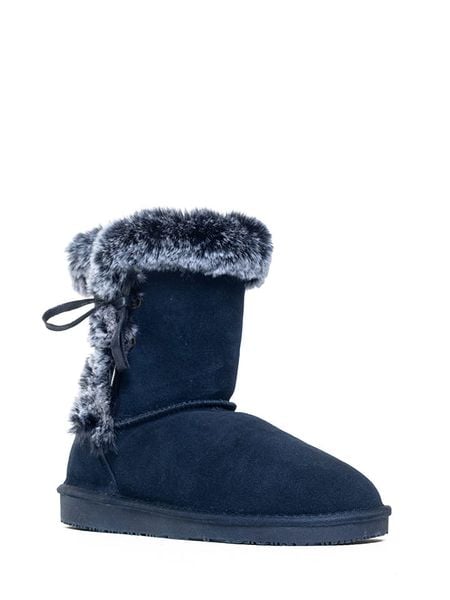 NICEBAY Skórzane botki zimowe "Bllisa" w kolorze granatowym rozmiar: 38. Niebieskie botki damskie NICEBAY, na zimę, z materiału, bez obcasa, bez zapięcia. Za 195.99 zł.