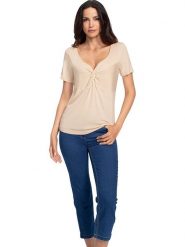 Heine Koszulka w kolorze beżowym rozmiar: 48. Brązowe koszulki damskie Heine, bez wzorów, bez kołnierzyka, bez ramiączek. Za 65.95 zł.